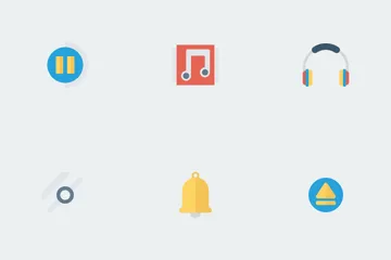 Music, Audio, Video Flat Paper  Icon Pack