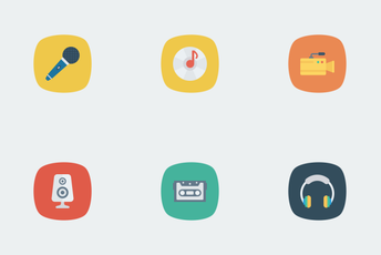 Music, Audio, Video Flat Square Rounded Vol 1 Icon Pack