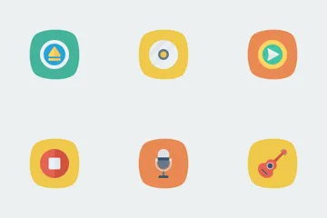 Music, Audio, Video Flat Square Rounded Vol 2 Icon Pack