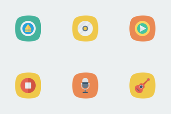 Music, Audio, Video Flat Square Rounded Vol 2 Icon Pack