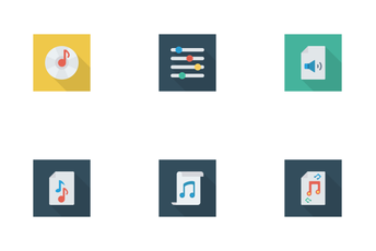 Music, Audio, Video Flat Square Shadow Vol 1 Icon Pack