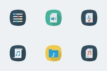 Music, Audio, Video Flat Square Shadow Vol 1 Icon Pack