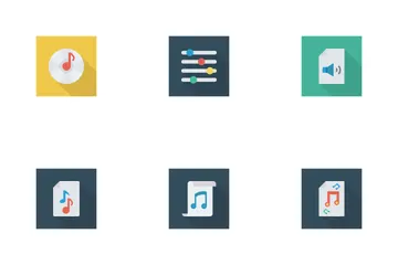 Music, Audio, Video Flat Square Shadow Vol 1 Icon Pack