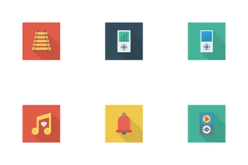 Music, Audio, Video Flat Square Shadow Vol 2 Icon Pack