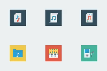Music, Audio, Video Flat Square Vol 1 Icon Pack