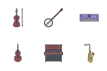 Music Filled Outline Icon Pack