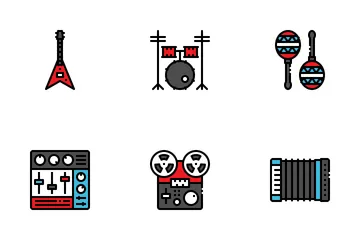 Music Instrument Fill Outline Icon Pack
