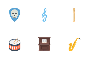 Music Instruments Flat Icons Icon Pack