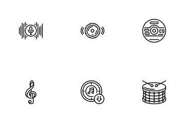 Music Record Studio Equipment Icon Pack