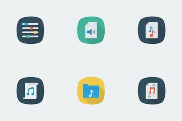 Musique, audio, vidéo Flat Square Shadow Vol 1 Icon Pack