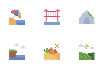 Paisaje de la naturaleza Paquete de Iconos