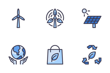 Nature Ecology Alternative Energy Icon Pack