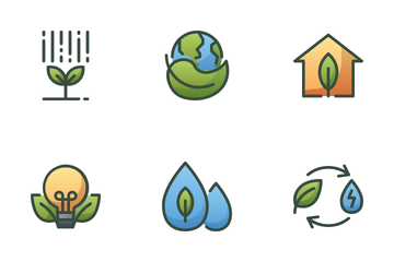 Nature Ecology Alternative Energy Icon Pack
