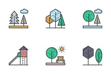 Natur, Park, Pflanzen, Bäume Icon Pack