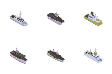 Navy Military Boats And Aircraft Carriers Icon Pack