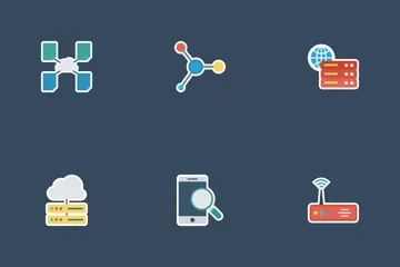Network And Technology Flat Paper Icon Pack