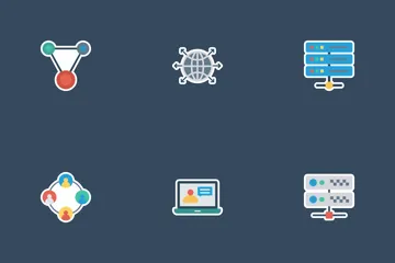 Network And Technology Flat Paper Icon Pack