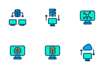 Netzwerk und Datenbank - Linealfarbe Symbolpack