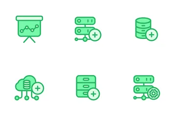 Netzwerk und Datenbank - Mono Lineal Symbolpack