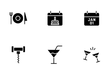 New Year - Glyph Icon Pack