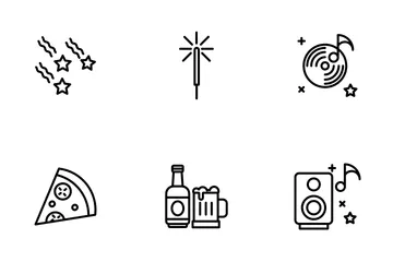 New Year - Outline Icon Pack