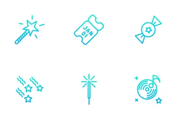 New Year - Outline Gradient Icon Pack