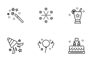 New Year Party And Celebration Icon Pack