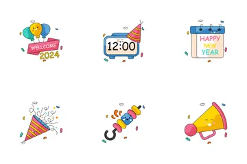 New Year Stickers Icon Pack