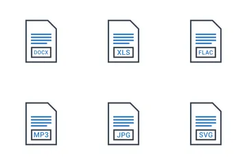 Nombres de extensiones de archivos Vol 1 Paquete de Iconos