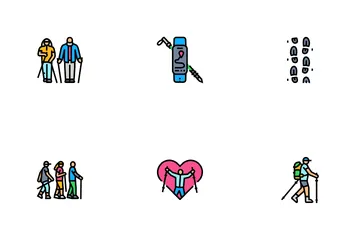 Nordic Walking Exercise Outdoor Icon Pack