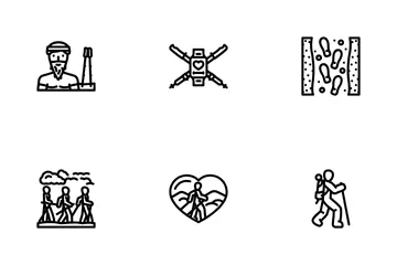 Nordic Walking Fitness Exercise Icon Pack