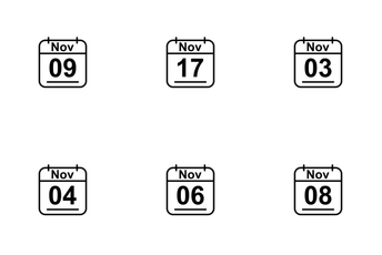 November  Calendar 2017 Line Icon Pack