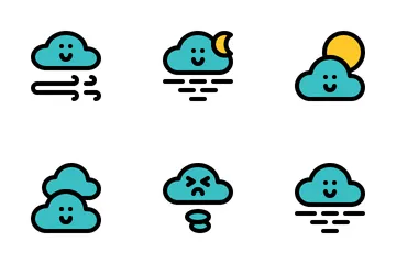 Tiempo Nube Lindo Paquete de Iconos