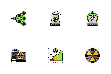 Nuclear Energy Power Plant Icon Pack