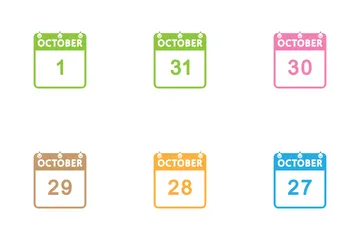 October Calendar Icon Pack