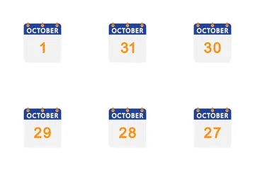 October Calendar Icon Pack