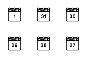 October Calendar Icon Pack