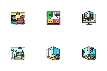 Oficina de diseño de interiores Paquete de Iconos
