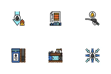 Oil Industry Factory Gas Plant Icon Pack