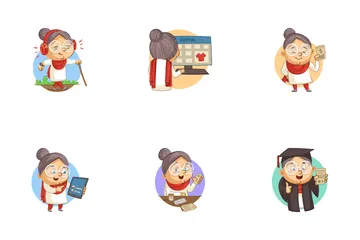 Old Lady Sticker Icon Pack
