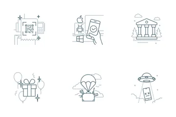 Onboarding Grey Outline Story Icon Pack
