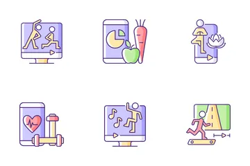 Online Fitness Apps Possibilities Icon Pack