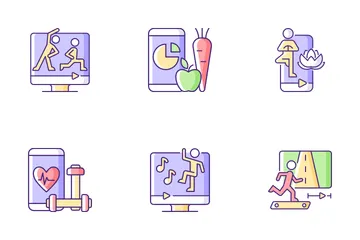 Online Fitness Apps Possibilities Icon Pack