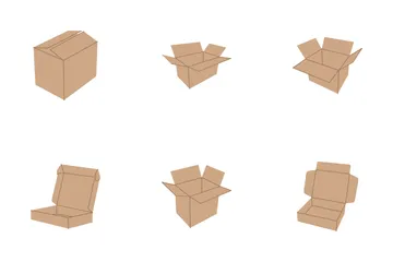 Opened Cardboard Box Icon Pack