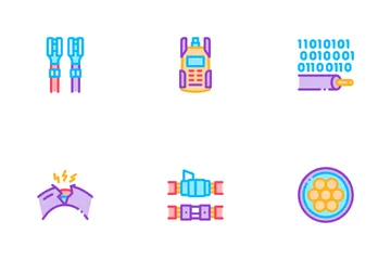 Optical Fiber Cable Icon Pack