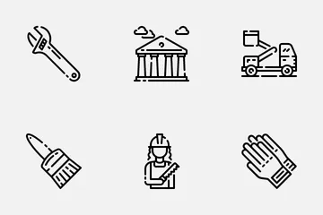 Outline Construction And Tools Icon Pack