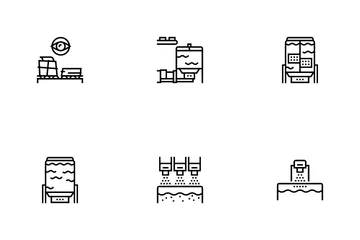 Paper Production Plant Icon Pack