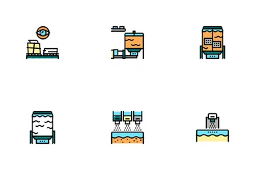 Paper Production Plant Icon Pack