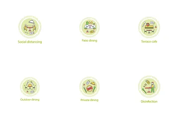 Paquete de concepto de nueva normalidad de restaurante Paquete de Iconos