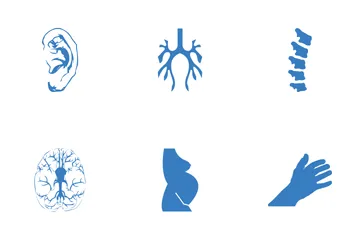 Partes del cuerpo Azul sólido Paquete de Iconos